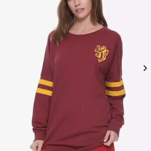 BoxLunch Harry Potter Gryffindor Hype Jersey Large Cotton Long Sleeve Top